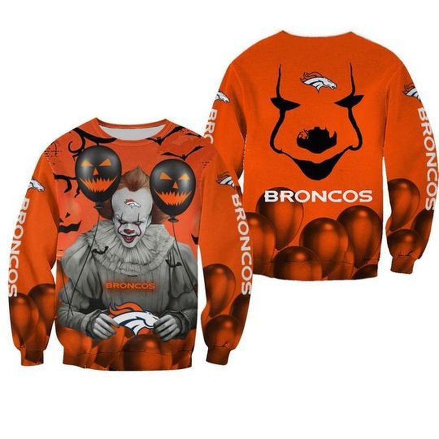 Denver Broncos Pennywise Ugly Christmas Sweater All Over Print Sweatshirt
