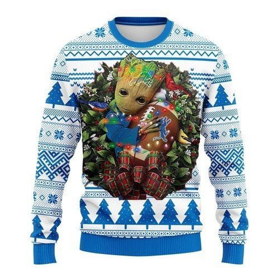 Detroit Lions Groot Hug Ugly Christmas Sweater All Over Print