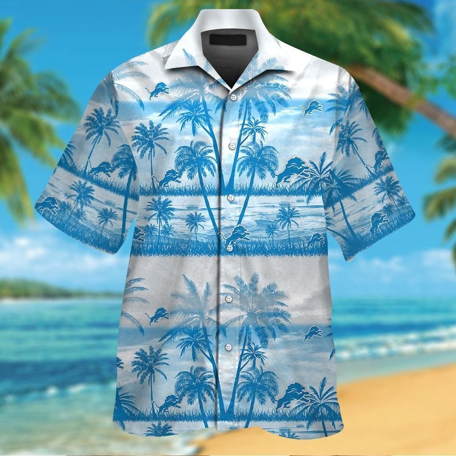 Detroit Lions Short Sleeve Button Up Tropical Aloha Hawaiian Shirts For Men Women