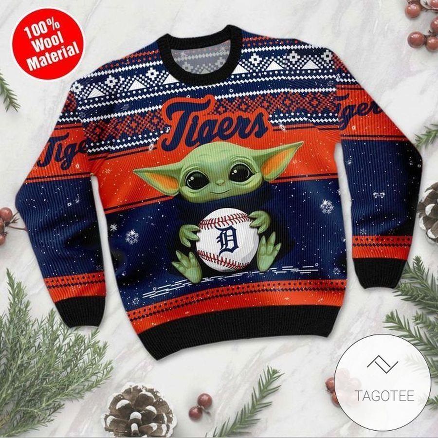 Detroit Tigers Baby Yoda Ugly Sweater