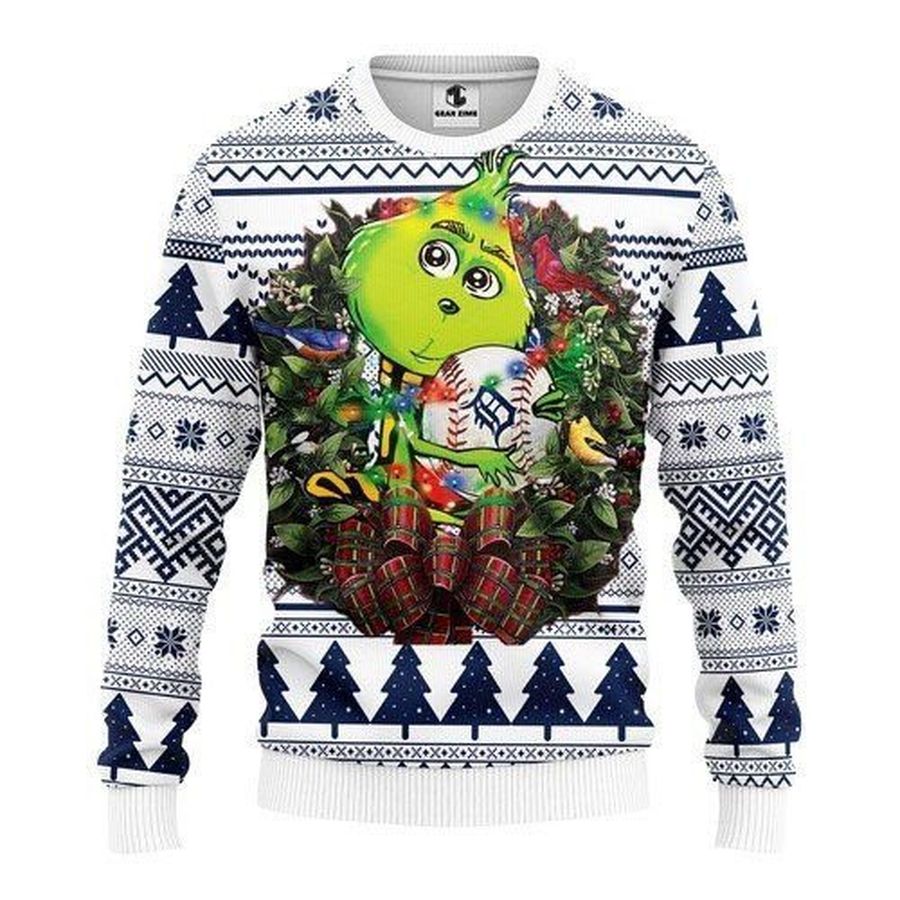 Detroit Tigers Grinch Hug Ugly Christmas Sweater All Over Print