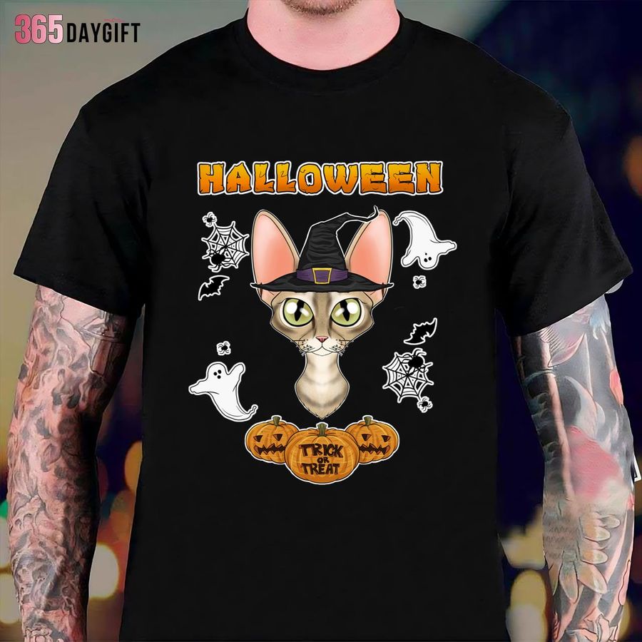 Devon Rex Cat Lover Halloween Cat Dad Shirt
