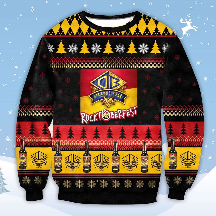 Diamond Bear Rrocktoberfest beer Christmas Ugly Sweater