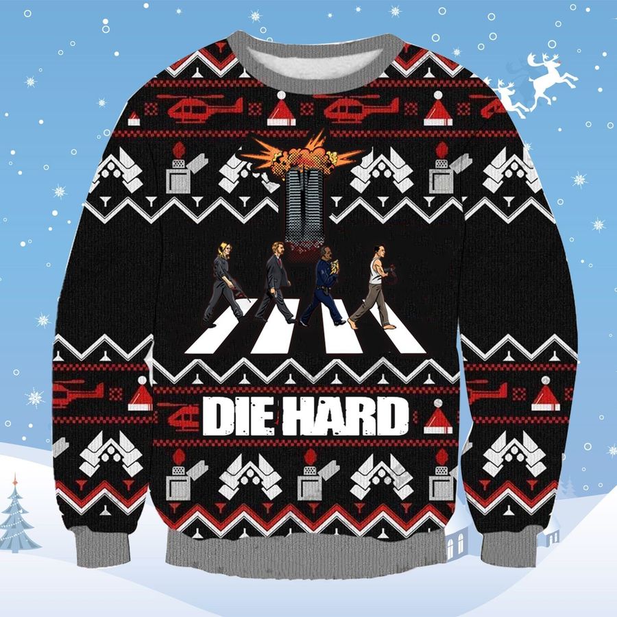 Die Hard Four Men Walk Xmas Ugly Sweater Sweatshirt