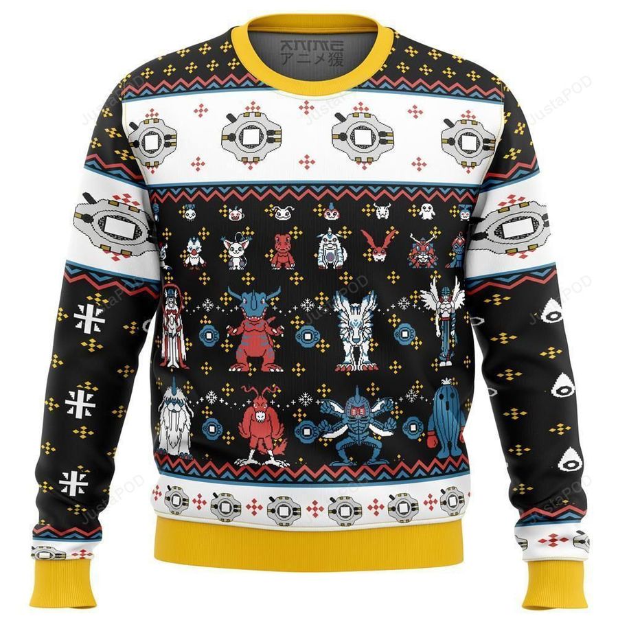 Digimon Sprites Ugly Christmas Sweater Ugly Sweater Christmas Sweaters Hoodie