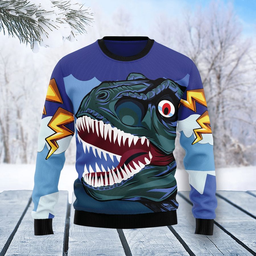 Dinosaur Face Christmas Ugly Sweater - 39