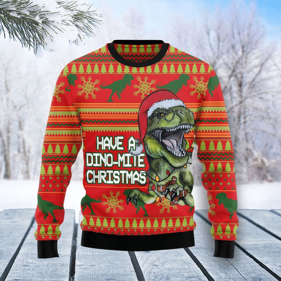 Dinosaur Funny Christmas Ugly Sweater - 126
