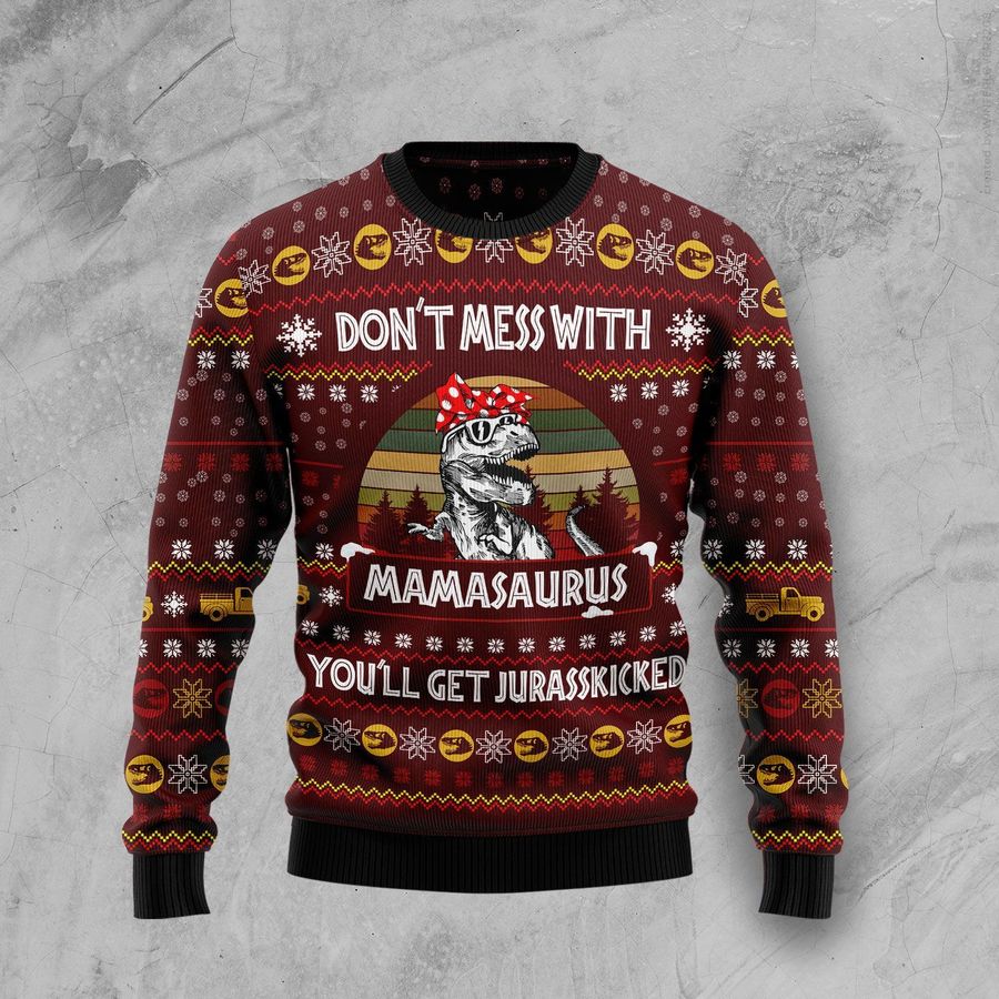 Dinosaur Mom Christmas Ugly Sweater - 624
