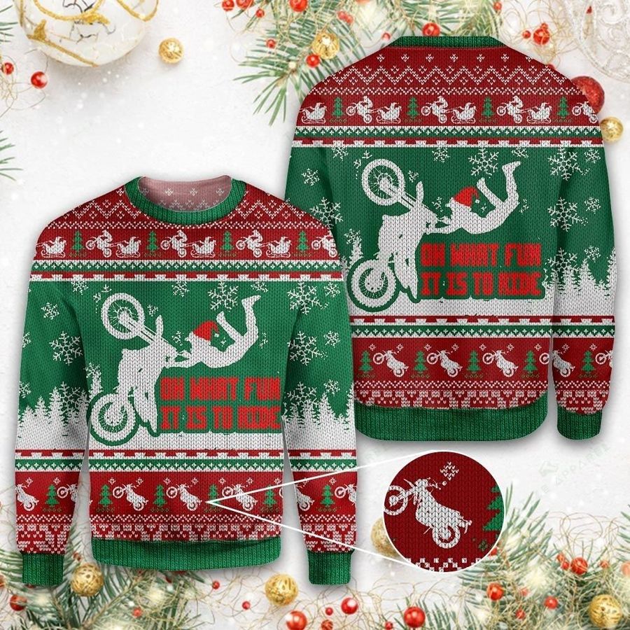 Dirtbike Oh What Fun It Is To Ride Ugly Sweater, Dirtbike Oh What Fun It Is To Ride Christmas Shirt