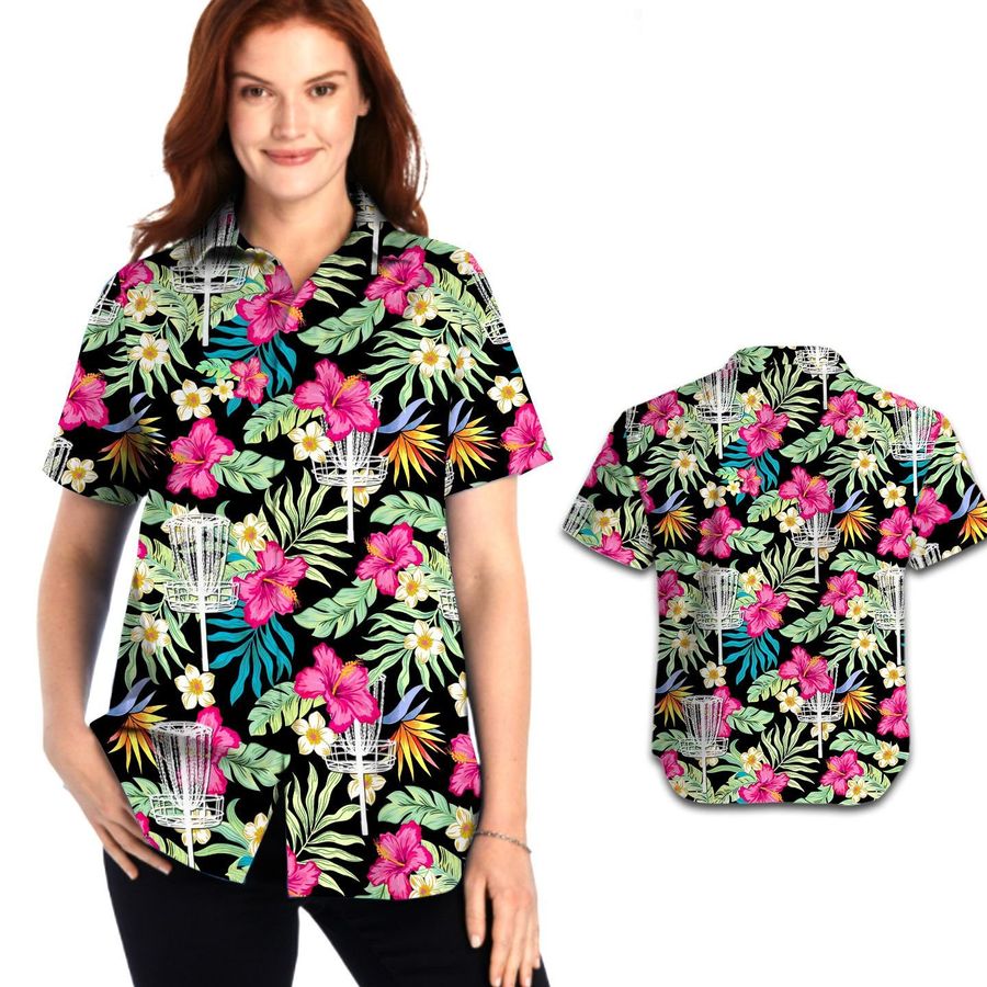 Disc Golf Hibiscus Women Hawaiian Shirt For Sport Lovers In Summer