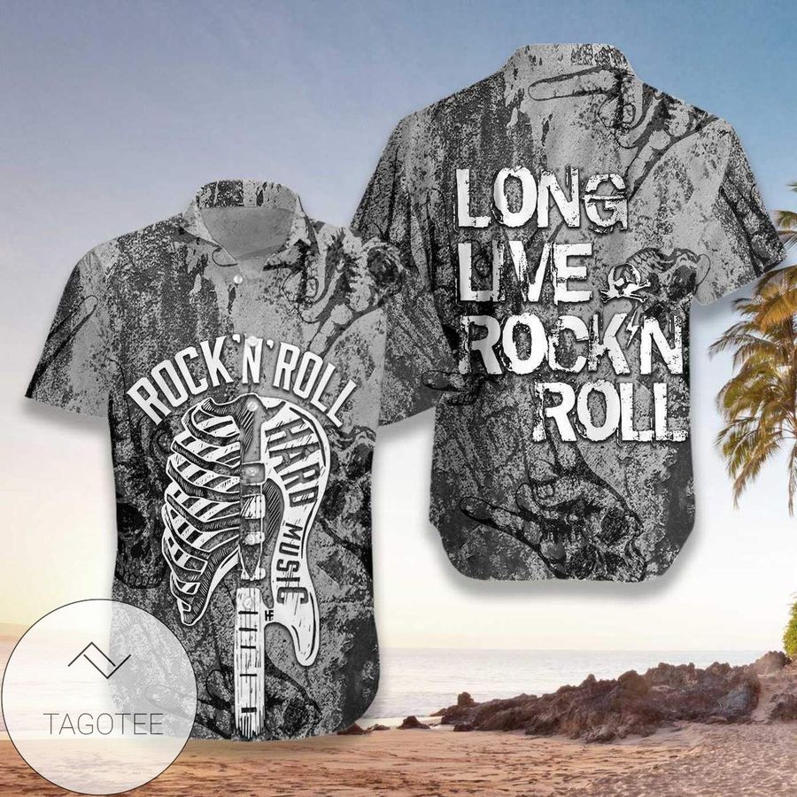 Discover Cool Hawaiian Aloha Shirts Long Live Rockn Roll Guitar