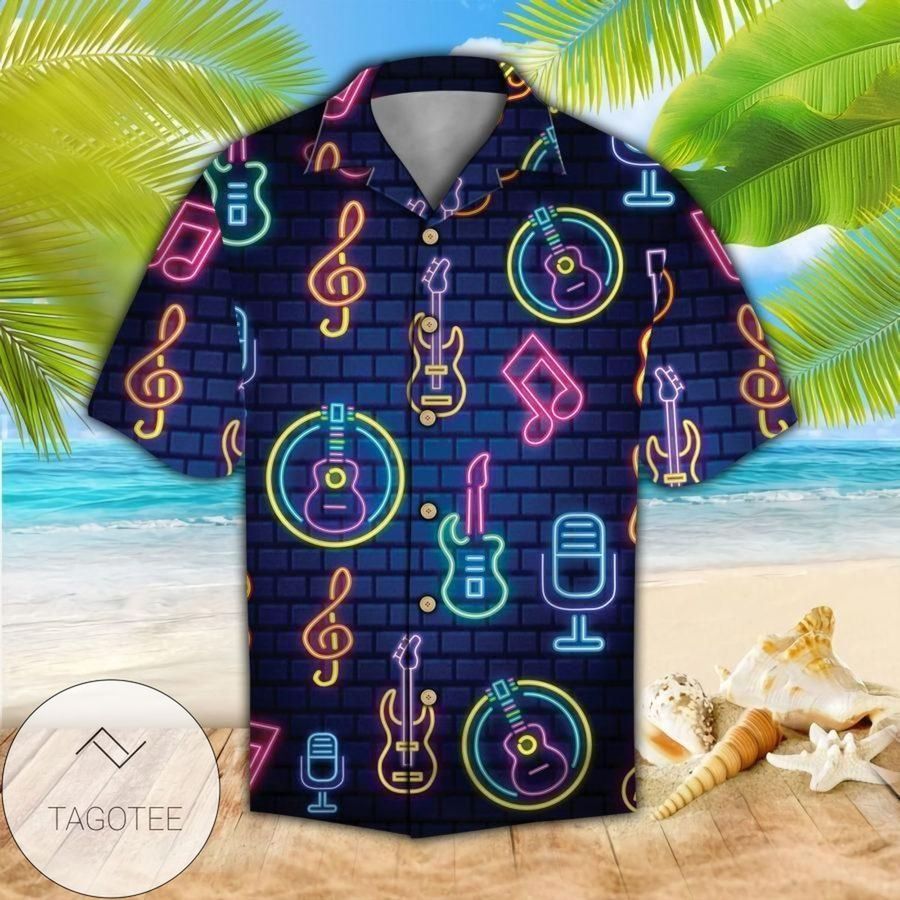 Discover Cool Neon Light Guitar So Cool Hawaiian Aloha Shirts