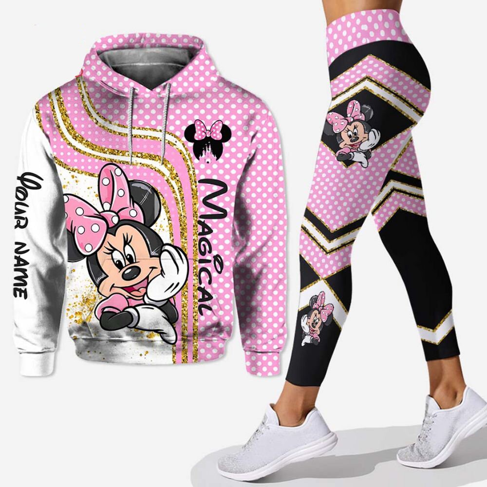 Disney Minnie Mouse pink magic custom name Hoodie Zip Hoodie legging 3d Funny Disney Trip combo Custom Disney Halloween hoodie legging