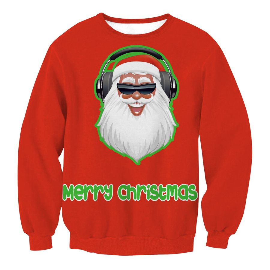 Dj Santa Claus Icon Super Cool Red 3D Ugly Christmas Sweater