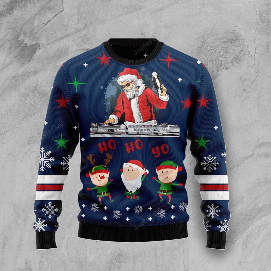 DJ Santa Party Club 9 Ugly Christmas Sweater Ugly Sweater