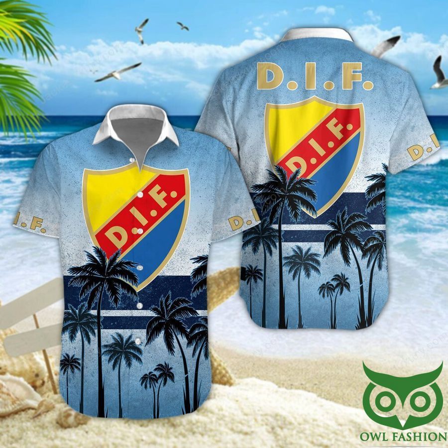 Djurgårdens IF Fotbollsförening Palm Tree Blue Logo Hawaiian Shirt