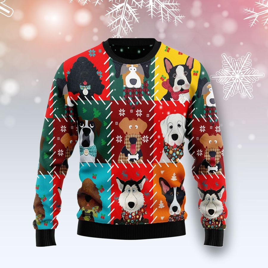Dog Face Christmas Ugly Sweater - 396