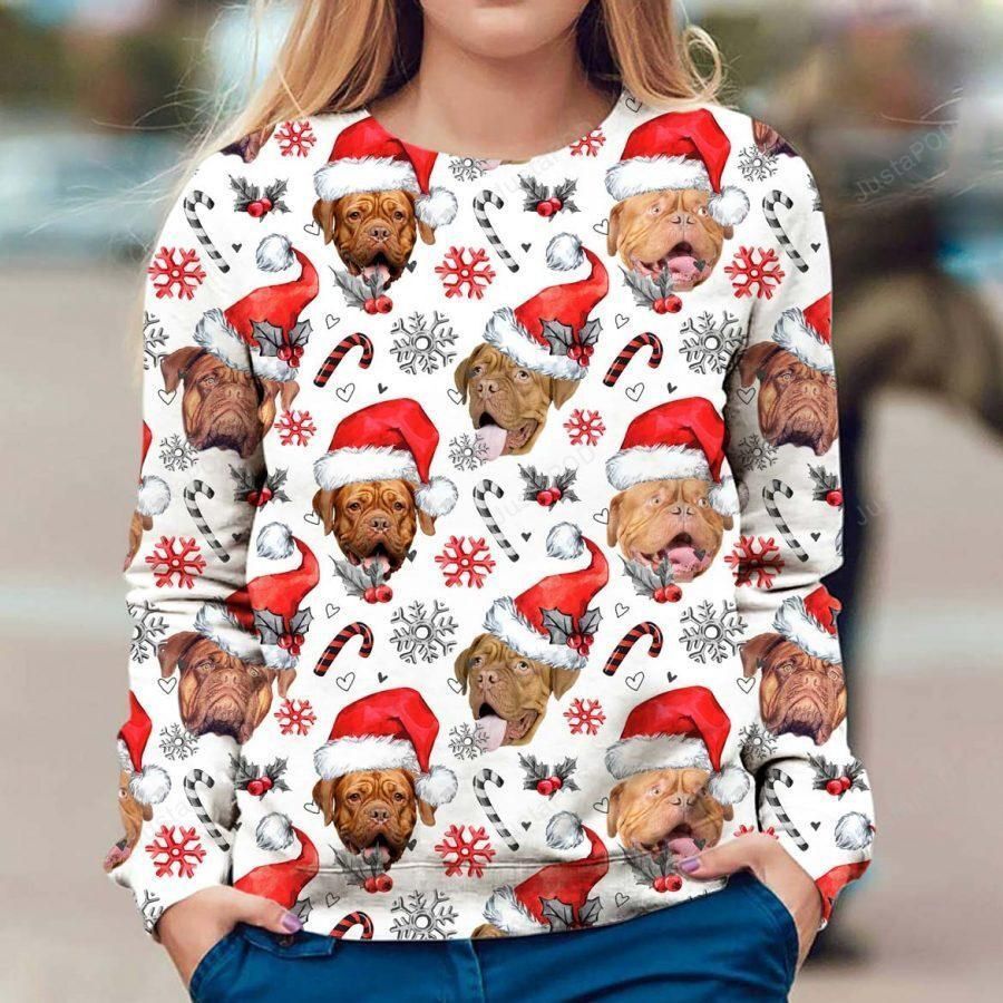 Dogue De Bordeaux Dog Ugly Christmas Sweater All Over Print