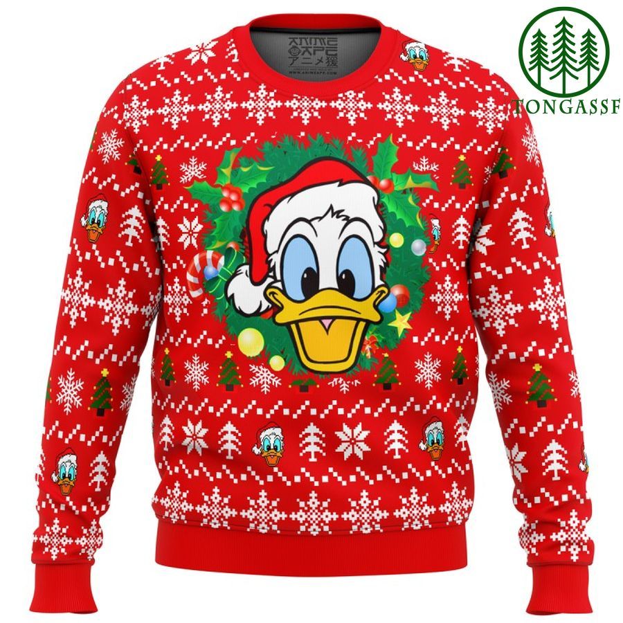 Donald Duck Christmas Head Ugly Christmas Sweater