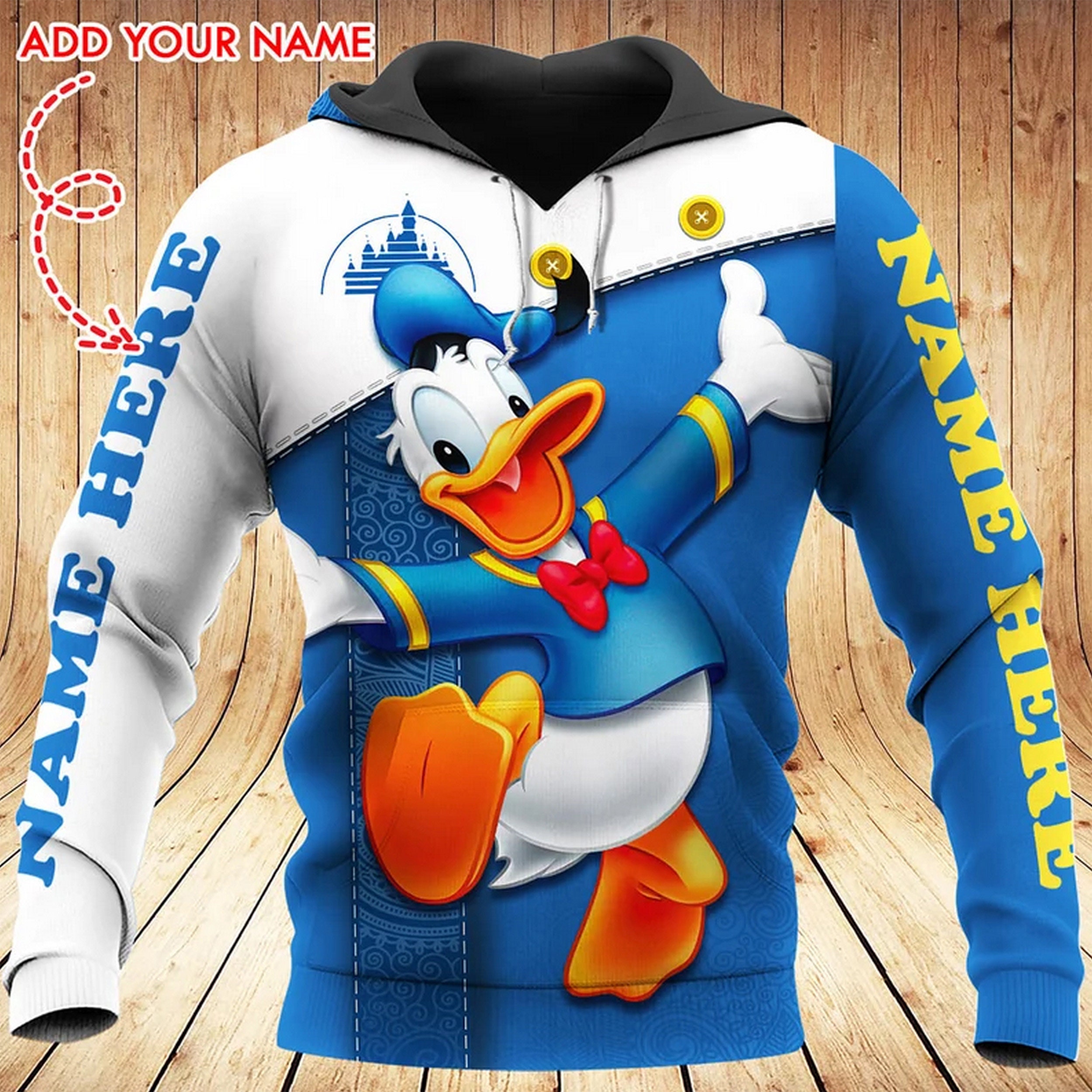 Donald duck custom hoodies, personalized name hoodies, unisex disney hoodies, mickey mouse hoodies, disneyland hoodies, disneyworld hoodies
