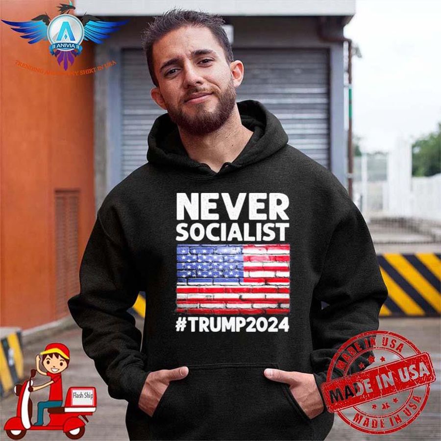 Donald Trump 2024 Never Socialist President Election Republican USA flag Shirt