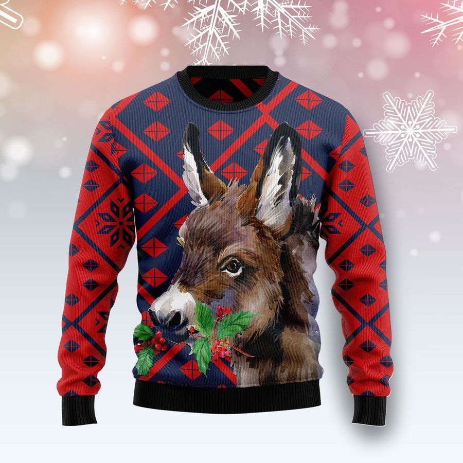 Donkey Christmas Ugly Christmas Sweater All Over Print Sweatshirt Ugly