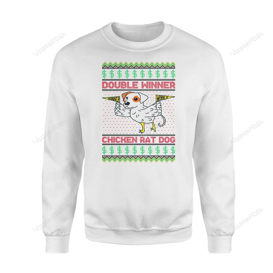 Double Winner Chicken Rat Dog Ugly Christmas Sweater All Over