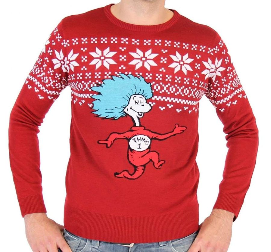 Dr Seuss Thing 1 For Unisex Ugly Christmas Sweater All