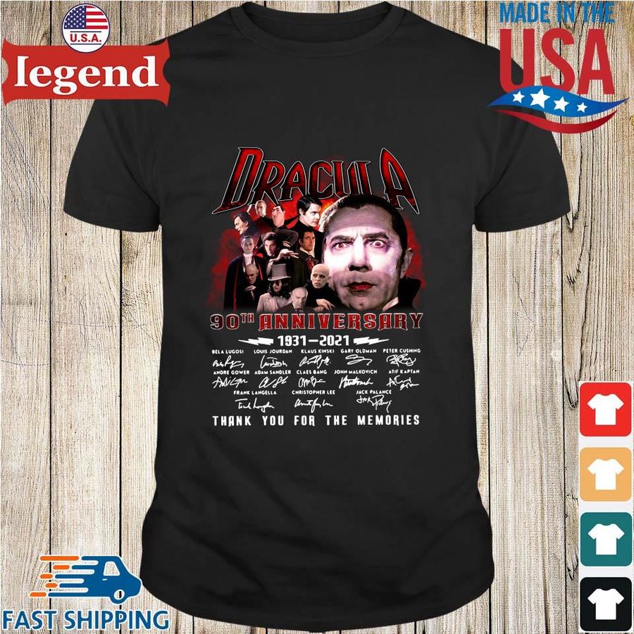 Dracula 90th anniversary 1931-2021 thank you for the memories signatures shirt
