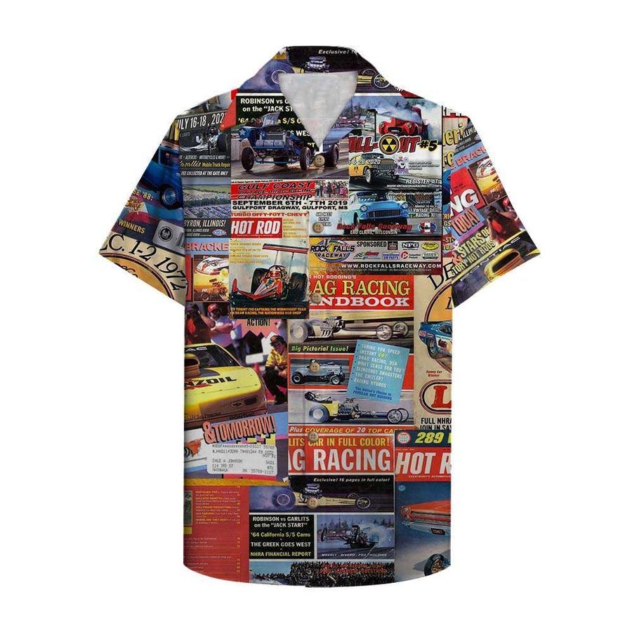 Drag Racing Magazine Hawaiian Shirt Button Up Shirt