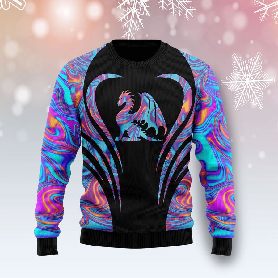 Dragon Color Christmas Ugly Sweater - 847