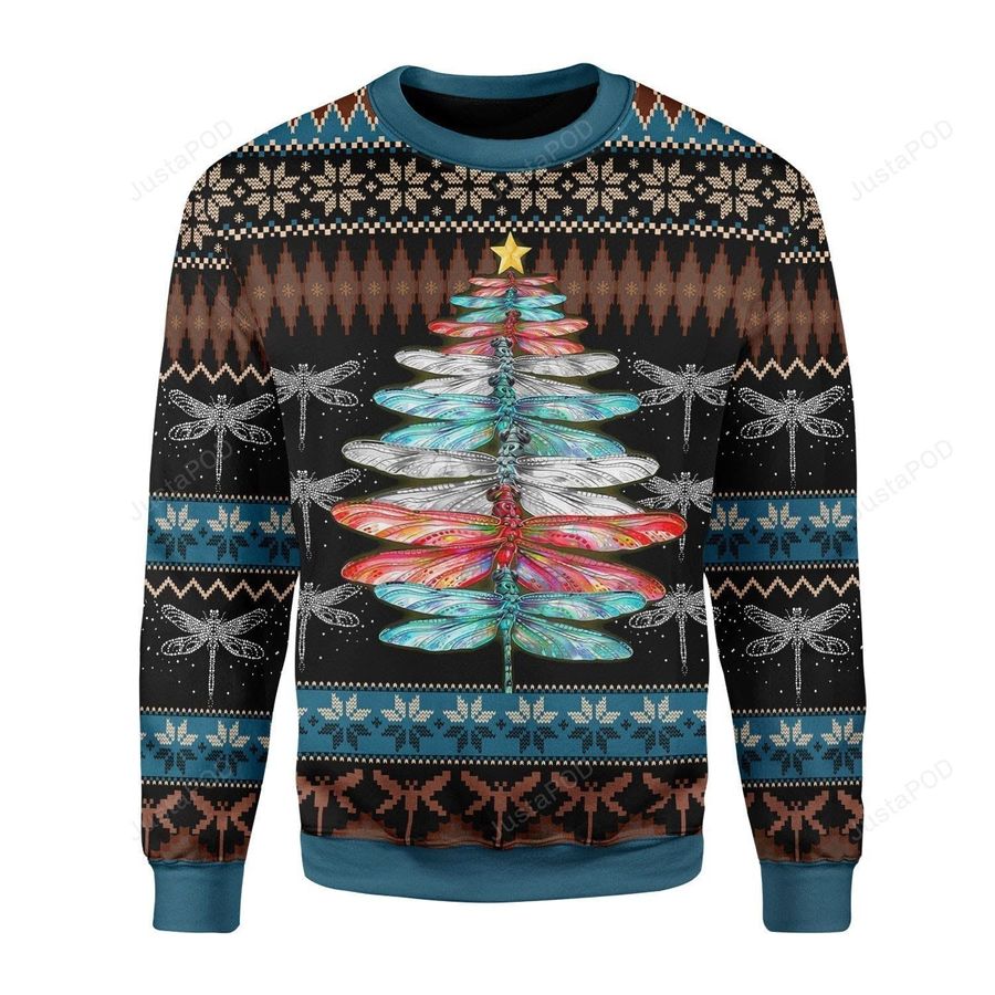 Dragonfly Christmas Tree Ugly Christmas Sweater, All Over Print Sweatshirt, Ugly Sweater, Christmas Sweaters, Hoodie, Sweater