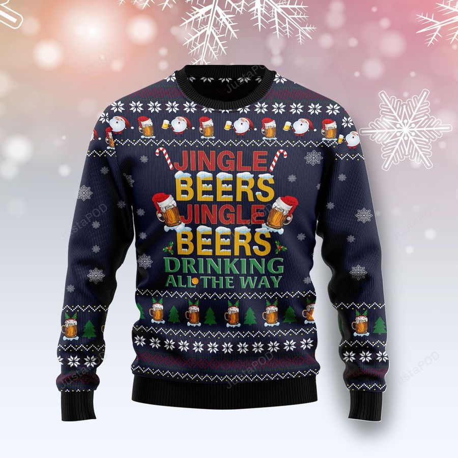 Drinking Beer All The Way Ugly Christmas Sweater Ugly Sweater
