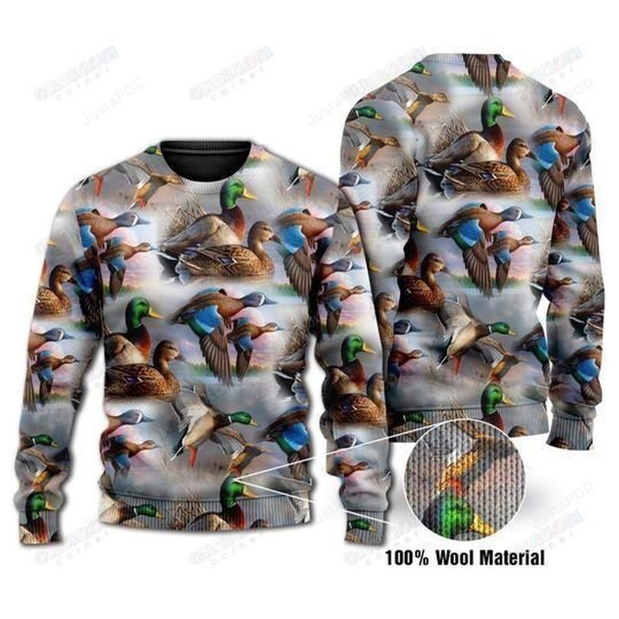 Duck Waterfowl Ugly Christmas Sweater, All Over Print Sweatshirt, Ugly Sweater, Christmas Sweaters, Hoodie, Sweater