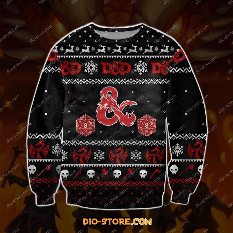 Dungeons Dragons 3D Print Ugly Christmas Sweater Hoodie All Over Printed Cint10115, All Over Print, 3D Tshirt, Hoodie, Sweatshirt, Long Sleeve