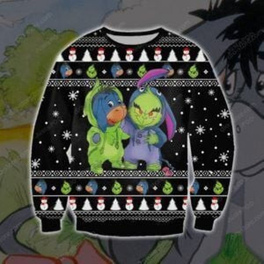 Eeyore And Grinch Ugly Christmas Sweater All Over Print Sweatshirt