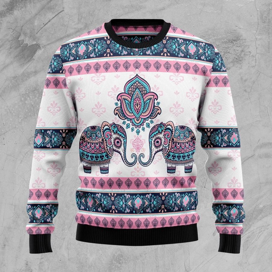 Elephant Mandala Ugly Christmas Sweater - 358