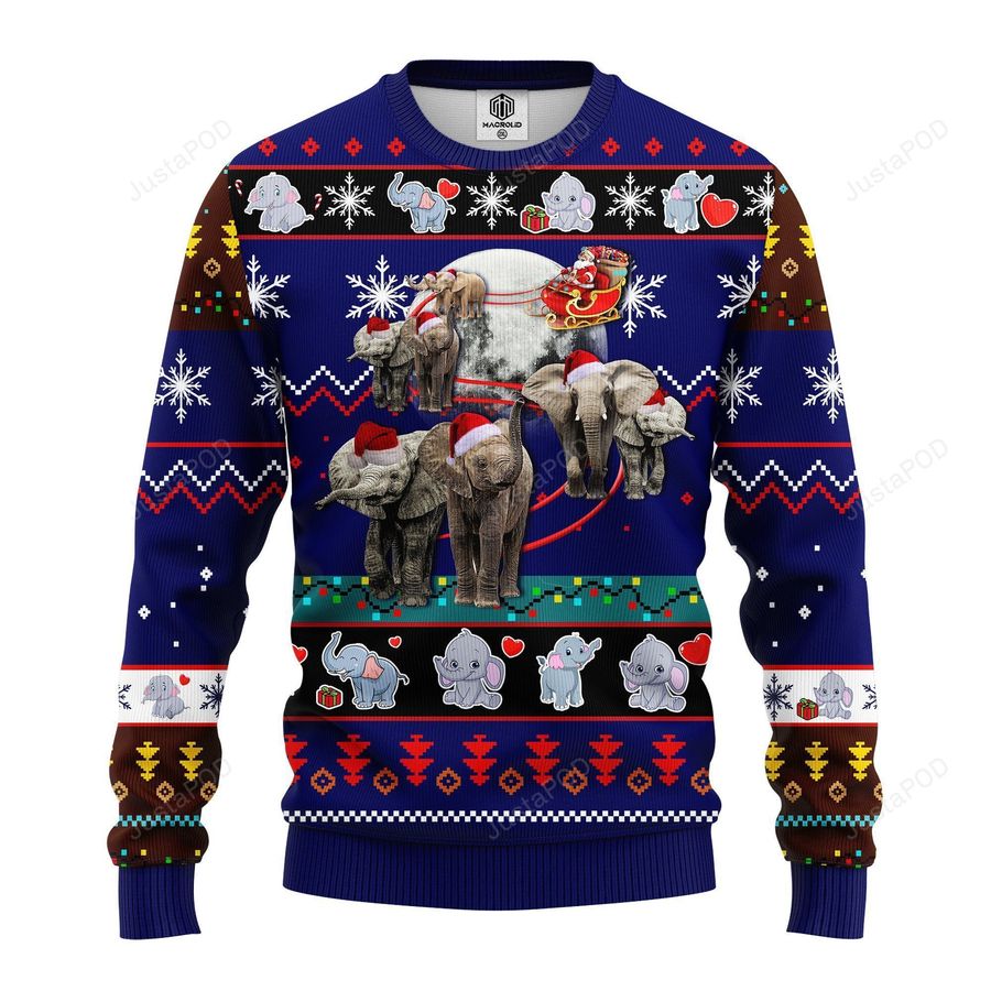 Elephant Noel Ugly Christmas Sweater Blue Ugly Sweater Christmas Sweaters