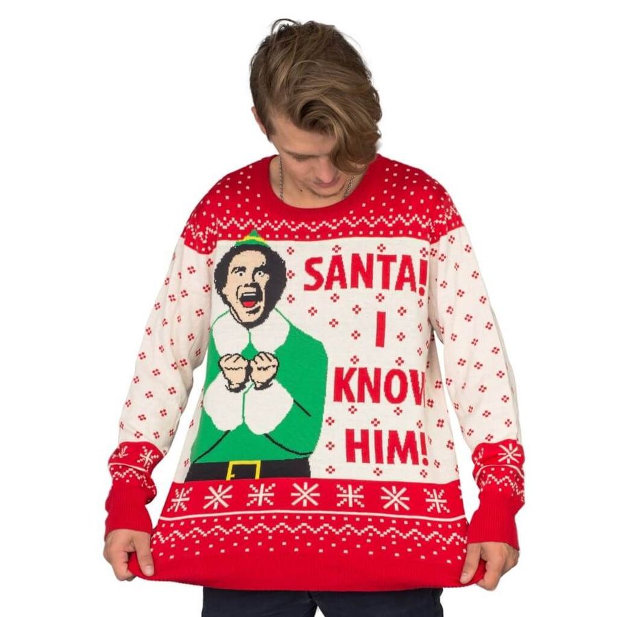 Elf Buddy Santa I Know Him Ugly Christmas Sweater, All Over Print Sweatshirt, Ugly Sweater, Christmas Sweaters, Hoodie, Sweater
