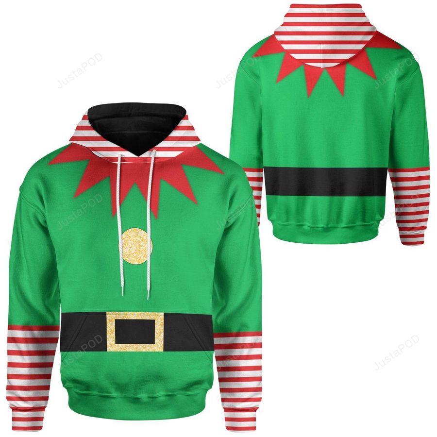 Elf Christmas Cosplay 3d All Over Printed Hoodie, Zip- Up Hoodie, Ugly Sweater, Christmas Sweaters, Hoodie, Sweater