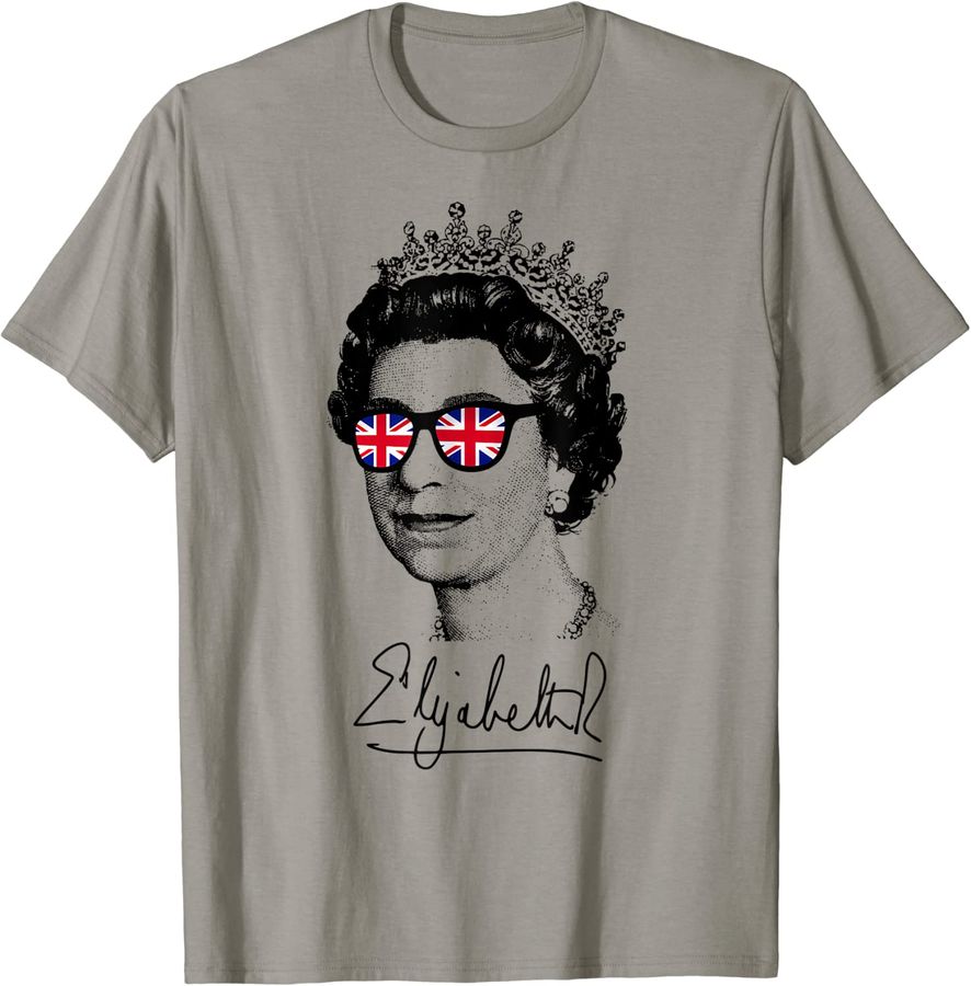 Elizabeth II Sunglasses TShirt British Crown Union Jack Meme_2