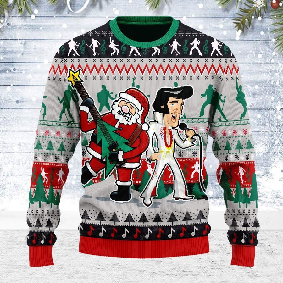 Elvis Presley With Santa Ugly Sweater Ugly Sweater Christmas Sweaters