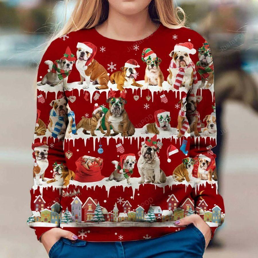 English Bulldog Christmas Ugly Christmas Sweater, All Over Print Sweatshirt, Ugly Sweater, Christmas Sweaters, Hoodie, Sweater