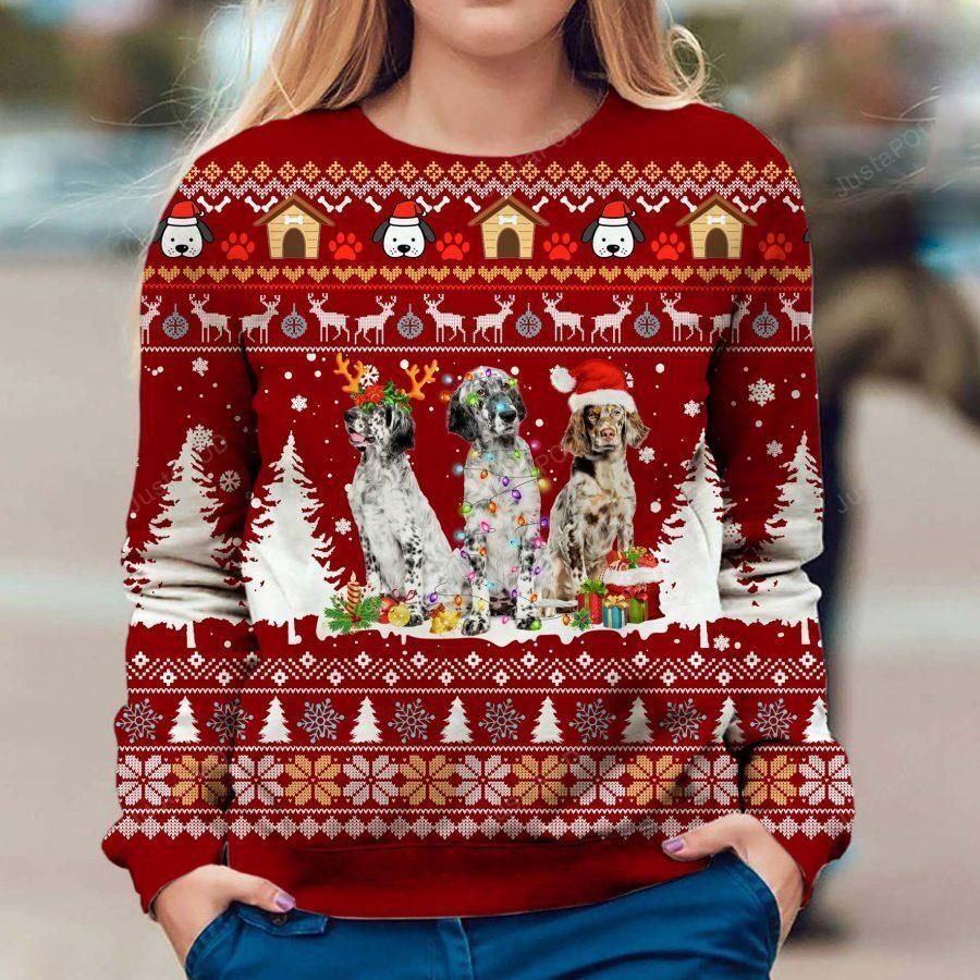 English Setter Dog Ugly Christmas Sweater All Over Print Sweatshirt