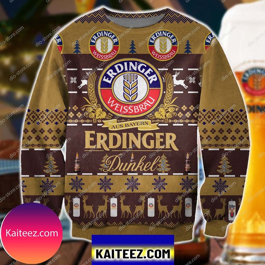 Erdinger Dunkel Knitting Pattern 3d Print Christmas Ugly Sweater