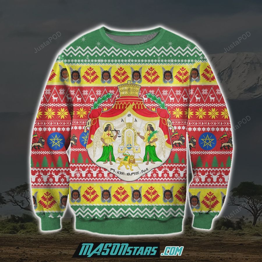 Ethiopia 3D Print Knitting Pattern Ugly Christmas Sweater, Ugly Sweater, Christmas Sweaters, Hoodie, Sweater