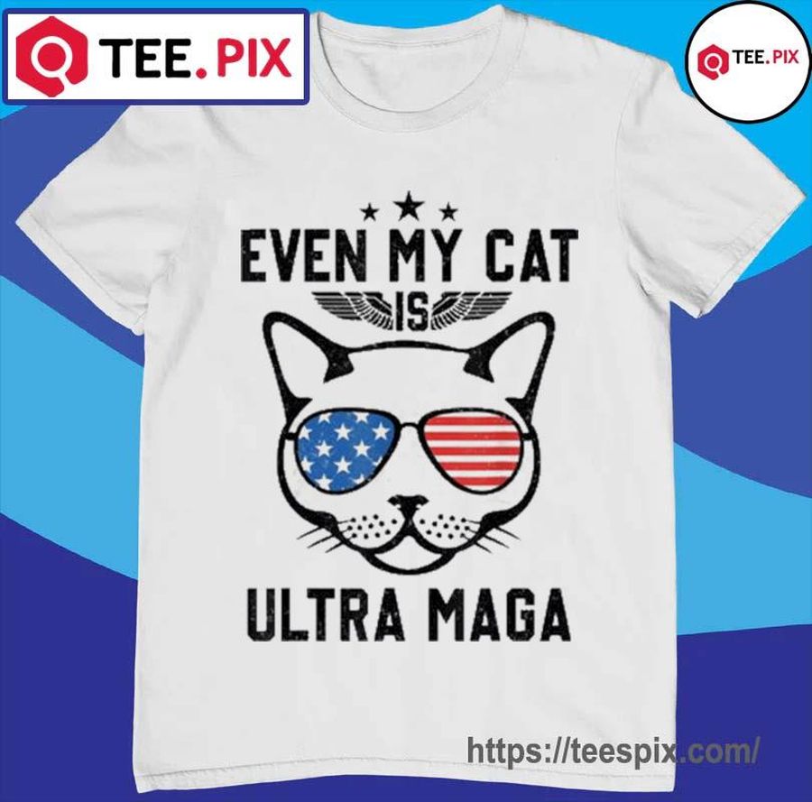 Even My Cat Is ULTRA MAGA Proud Republican Cat USA Flag Shirt