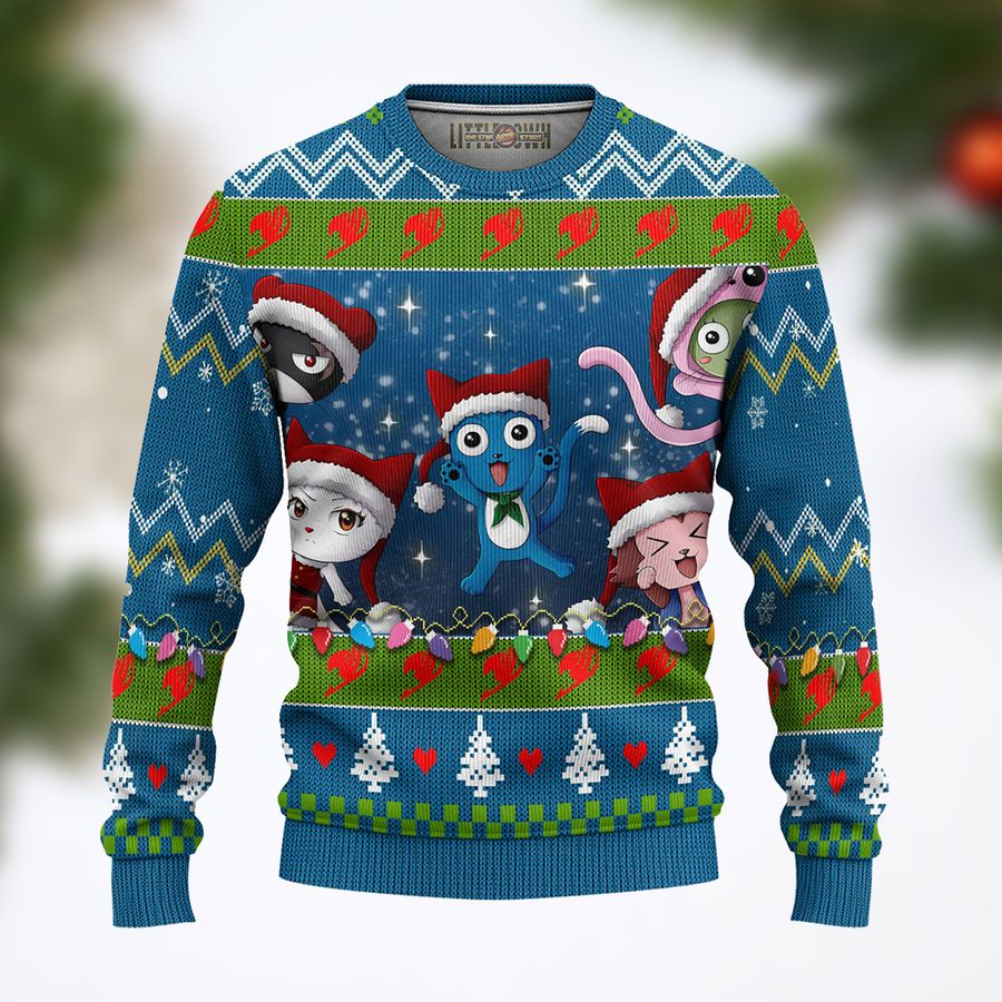 Fairy Tail Anime Custom Happy And Friend Ugly Sweater