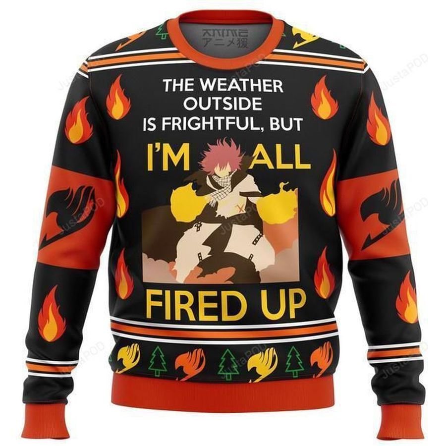 Fairy Tail Natsu All Fired Up Ugly Christmas Sweater Ugly