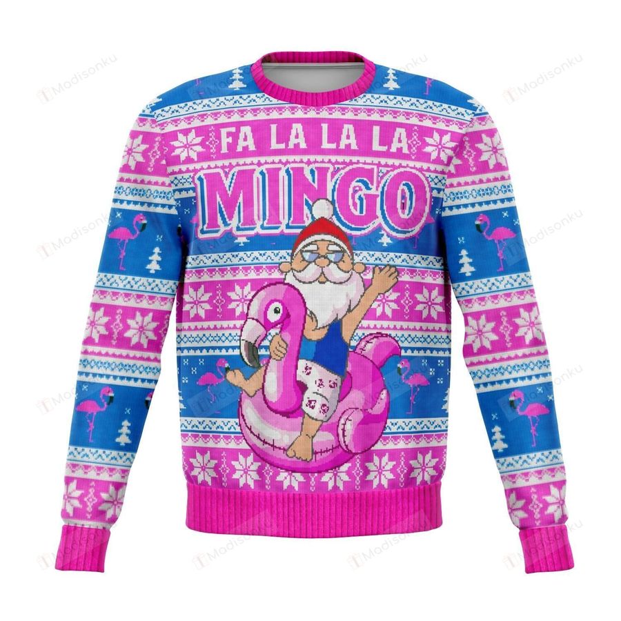 Falalala Mingo Flamingo Santa For Unisex Ugly Christmas Sweater, All Over Print Sweatshirt